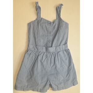 Hope & Henry Girls Romper Size 4 Blue Cotton Sleeveless Button Front